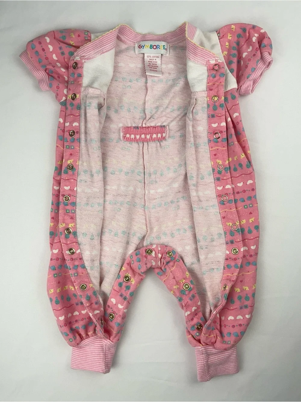 Gymboree 1990s Rainbow Tag Pink Floral Farm Animals Vintage Romper Newborn